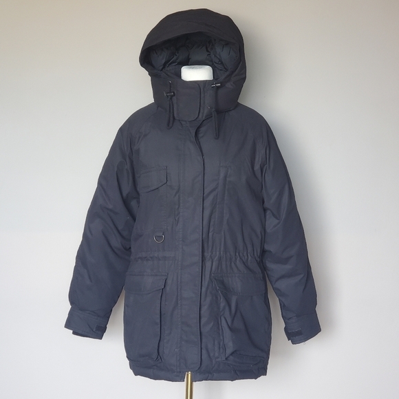 Eddie Bauer Snowline Parka Jacket Goose Down Cabincore Snow Winter Black Size SP - Picture 1 of 8